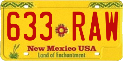 NM license plate 633RAW