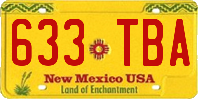 NM license plate 633TBA