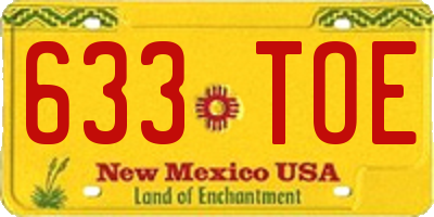 NM license plate 633TOE