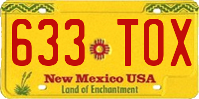 NM license plate 633TOX