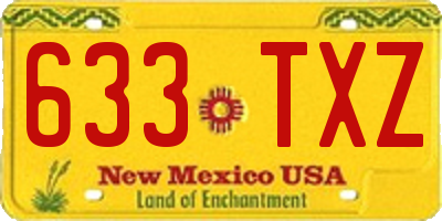 NM license plate 633TXZ