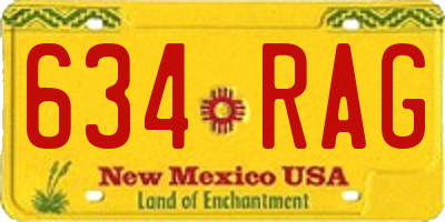 NM license plate 634RAG