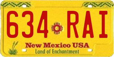 NM license plate 634RAI