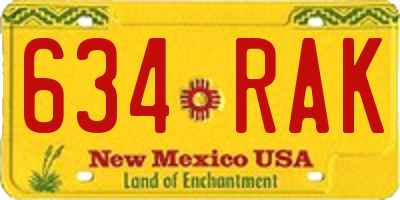 NM license plate 634RAK