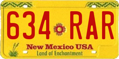 NM license plate 634RAR