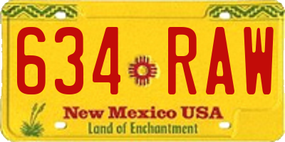 NM license plate 634RAW