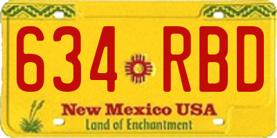 NM license plate 634RBD
