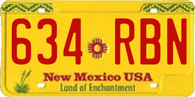 NM license plate 634RBN