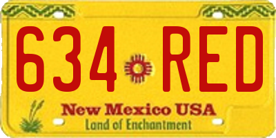 NM license plate 634RED