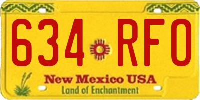 NM license plate 634RFO