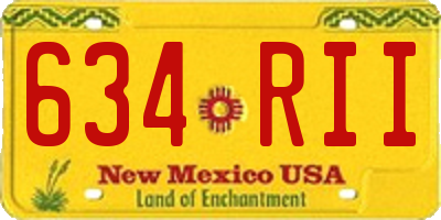 NM license plate 634RII