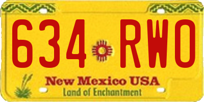 NM license plate 634RWO