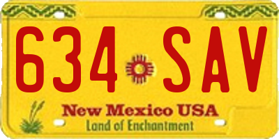 NM license plate 634SAV