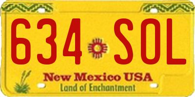 NM license plate 634SOL