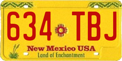 NM license plate 634TBJ