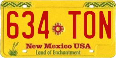 NM license plate 634TON