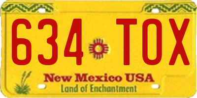 NM license plate 634TOX
