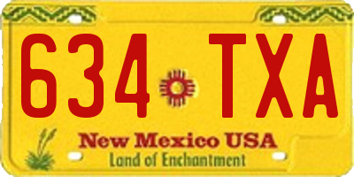 NM license plate 634TXA
