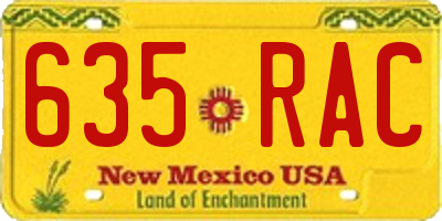 NM license plate 635RAC