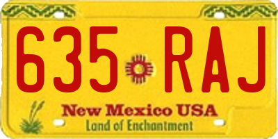 NM license plate 635RAJ