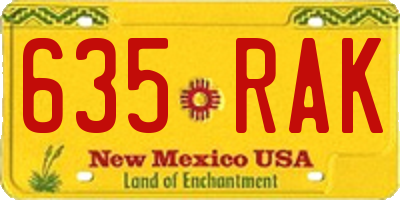 NM license plate 635RAK