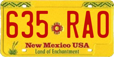 NM license plate 635RAO