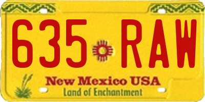 NM license plate 635RAW