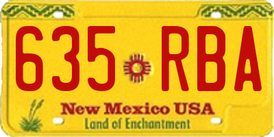 NM license plate 635RBA