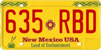 NM license plate 635RBD