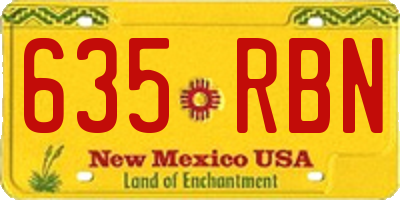NM license plate 635RBN