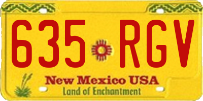 NM license plate 635RGV