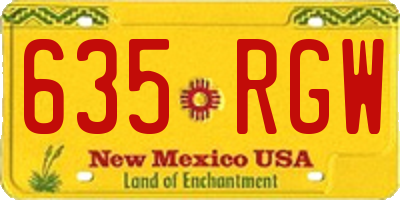 NM license plate 635RGW