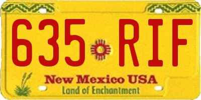 NM license plate 635RIF