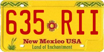NM license plate 635RII