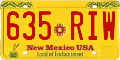 NM license plate 635RIW