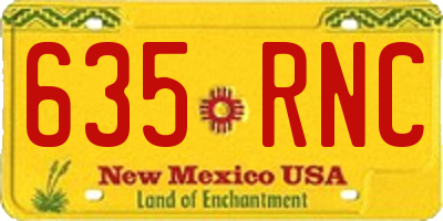 NM license plate 635RNC