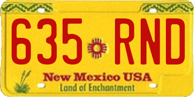 NM license plate 635RND