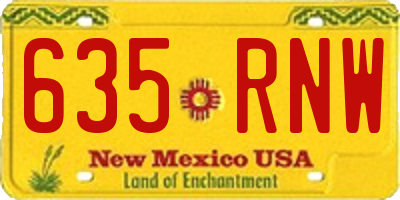 NM license plate 635RNW