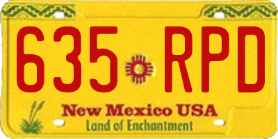 NM license plate 635RPD
