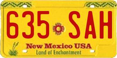 NM license plate 635SAH