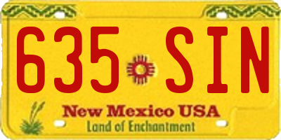 NM license plate 635SIN