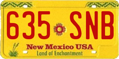 NM license plate 635SNB