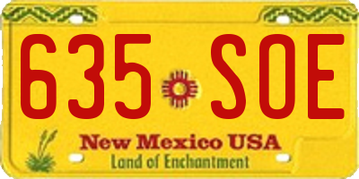 NM license plate 635SOE