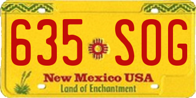 NM license plate 635SOG