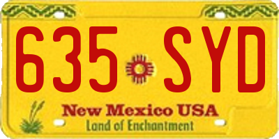 NM license plate 635SYD
