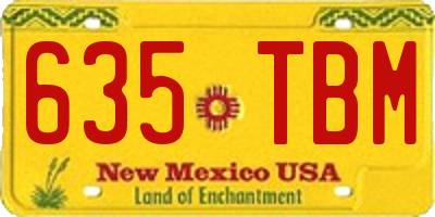 NM license plate 635TBM