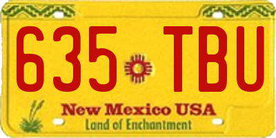 NM license plate 635TBU