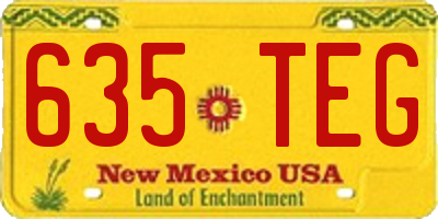NM license plate 635TEG
