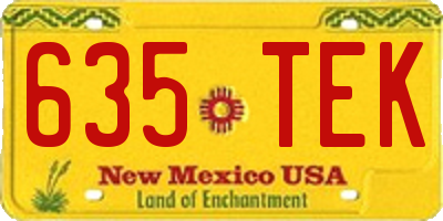 NM license plate 635TEK