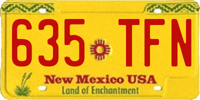 NM license plate 635TFN